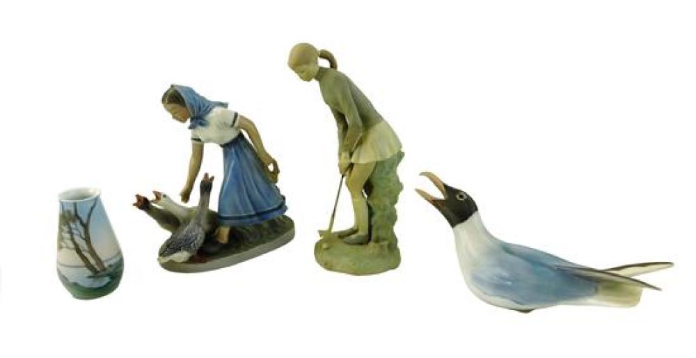 FOUR CERAMIC PIECES, INCLUDING: A