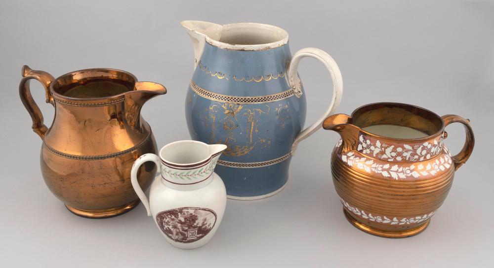 FOUR CERAMIC PITCHERSFOUR CERAMIC