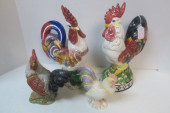 FOUR CERAMIC ROOSTERS INCLUDIN