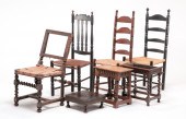 FOUR CHAIRS, TWO STOOLS AND A