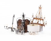 FOUR CHANDELIERS AND PAIR OF W