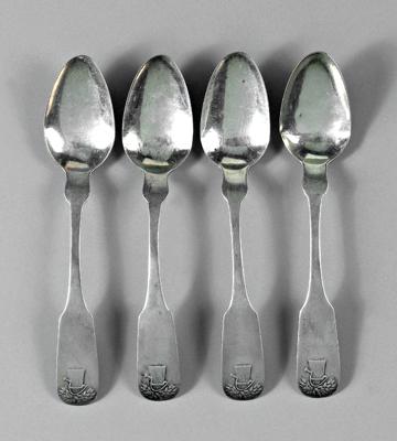 Four Charleston coin silver spoons: