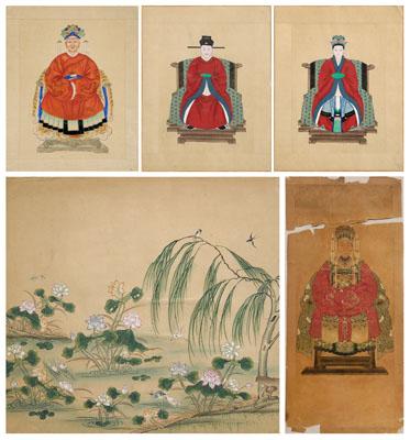 Four Chinese ancestor portraits,