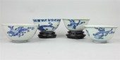 FOUR CHINESE BLUE AND WHITE BO