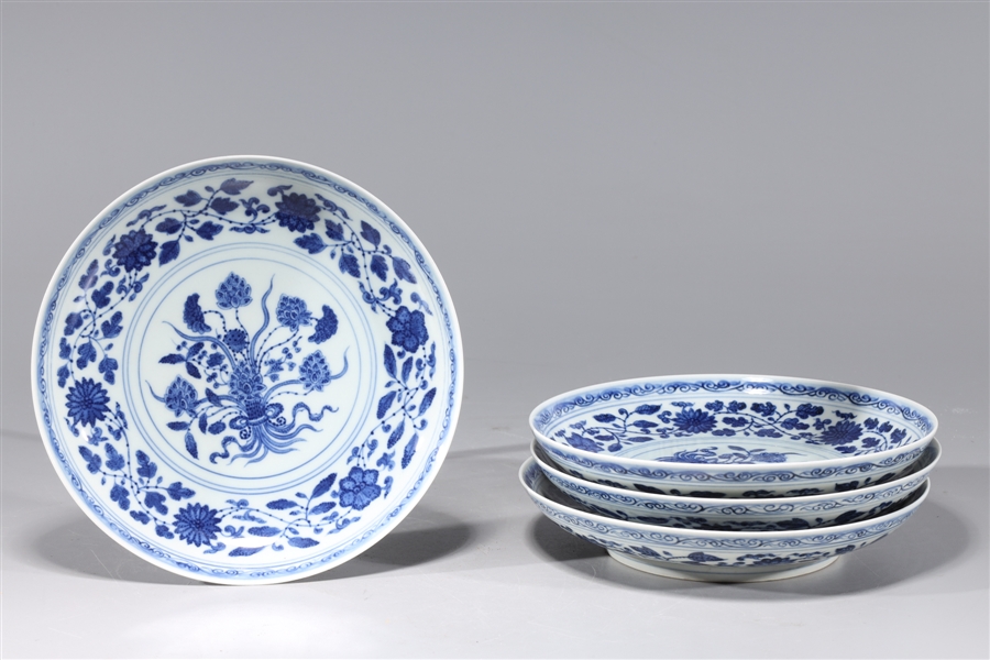 Four Chinese blue and white