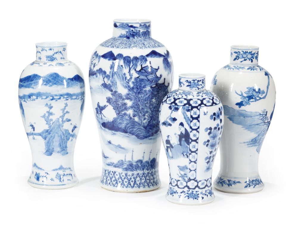FOUR CHINESE BLUE AND WHITE