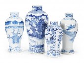FOUR CHINESE BLUE AND WHITE PO