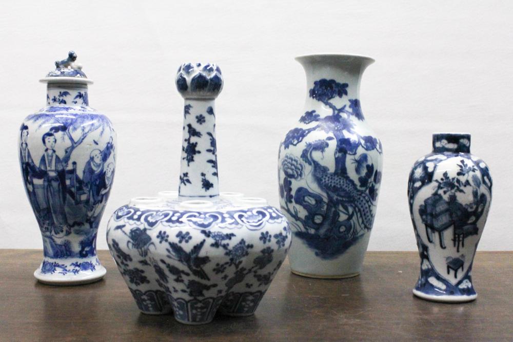 FOUR CHINESE BLUE AND WHITE