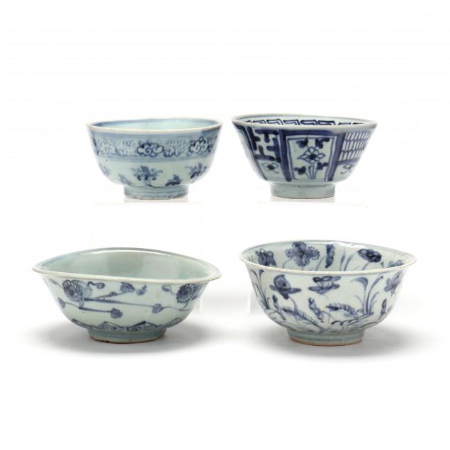 FOUR CHINESE BLUE AND WHITE