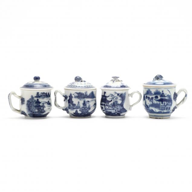 FOUR CHINESE BLUE AND WHITE