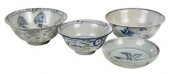 FOUR CHINESE BLUE AND WHITE PO