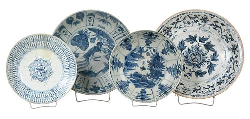 FOUR CHINESE BLUE AND WHITE