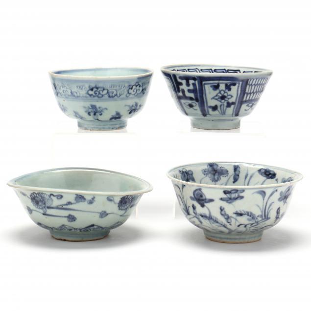 FOUR CHINESE BLUE AND WHITE