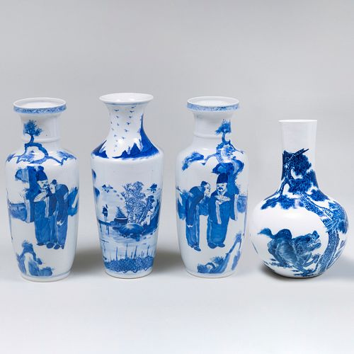 FOUR CHINESE BLUE AND WHITE