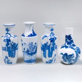 FOUR CHINESE BLUE AND WHITE PO