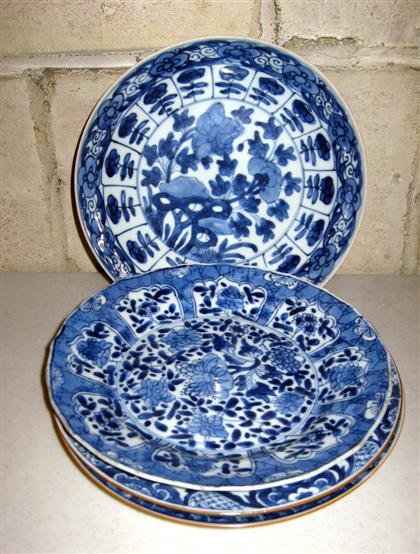 Four Chinese blue and white plates