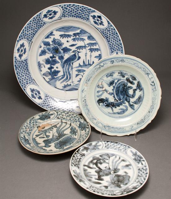Four Chinese blue and white Ming