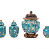 Four Chinese Blue Ground Clois