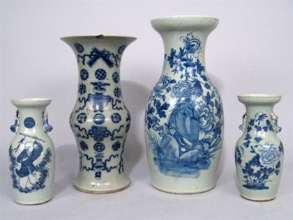 Four Chinese blue underglazed vases