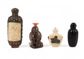 FOUR CHINESE BONE, QUARTZ & WO