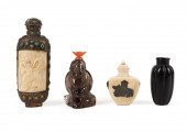 FOUR CHINESE BONE, QUARTZ & WO