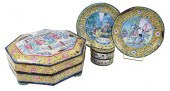 FOUR CHINESE CANTON ENAMEL TAB