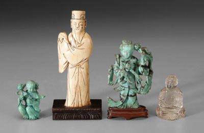 Four Chinese carved figures: