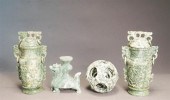 FOUR CHINESE CARVED HARDSTONE