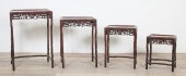 FOUR CHINESE CARVED HARDWOOD N