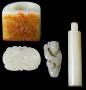 FOUR CHINESE CARVED JADE PIECE