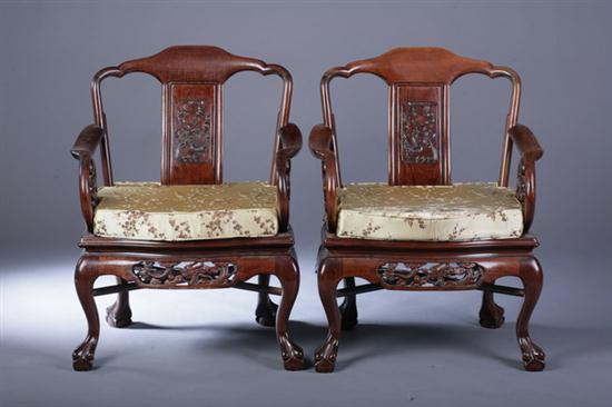FOUR CHINESE CARVED ROSEWOOD