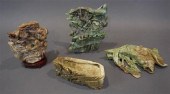 FOUR CHINESE CARVED SEMI-PRECI