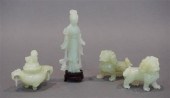 FOUR CHINESE CARVED SERPENTINE