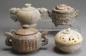 FOUR CHINESE CELADON AND LIGHT