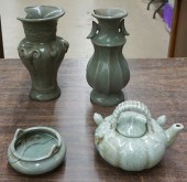 FOUR CHINESE CELADON CRACKLEWA