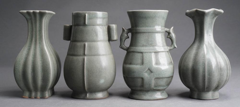 FOUR CHINESE CELADON GLAZE