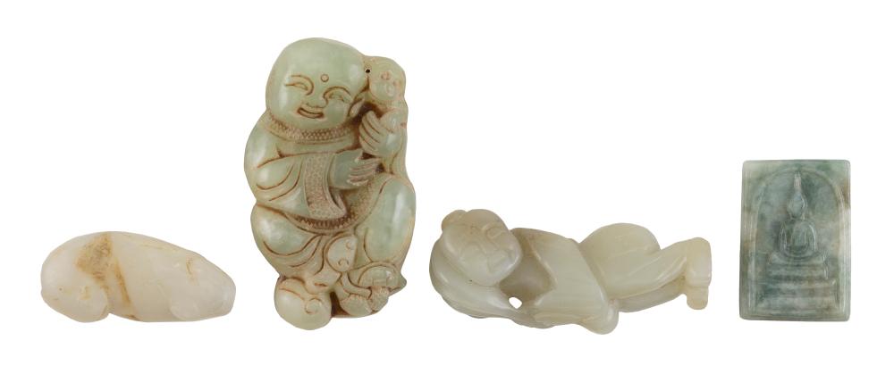 FOUR CHINESE CELADON HARDSTONE