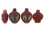 FOUR CHINESE CINNABAR SNUFF BO