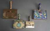 FOUR CHINESE DECORATED BRASS S