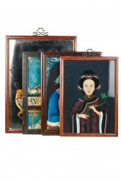 FOUR CHINESE EGLOMISE PANELSea