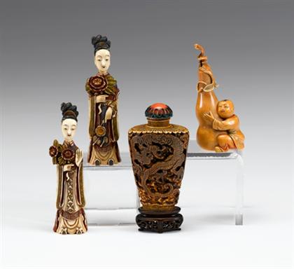Four Chinese elephant ivory snuff
