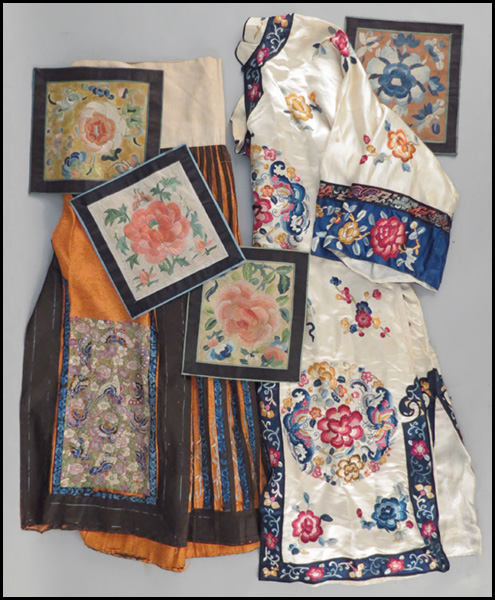 FOUR CHINESE EMBROIDERED SILK