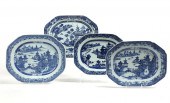 FOUR CHINESE EXPORT BLUE AND W