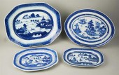 FOUR CHINESE EXPORT BLUE AND W