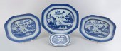 FOUR CHINESE EXPORT BLUE AND W