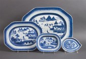 Four Chinese Export Canton blu