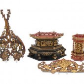 Four Chinese Gilt and Lacquere