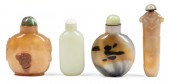 FOUR CHINESE GLASS SNUFF BOTTL