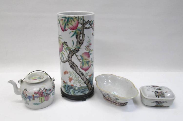 FOUR CHINESE HAND PAINTED PORCELAIN