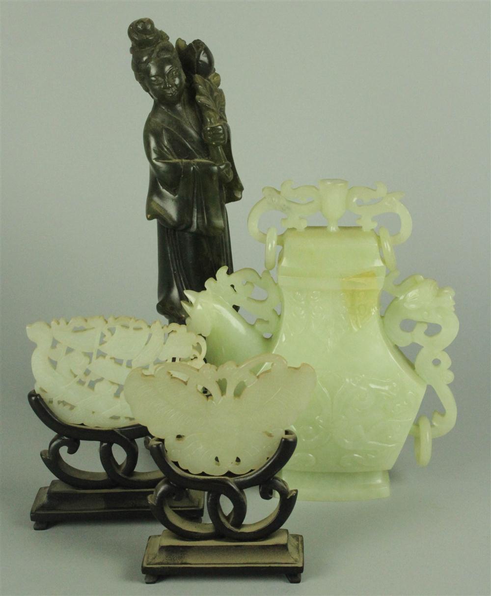 FOUR CHINESE HARDSTONE CARVINGS